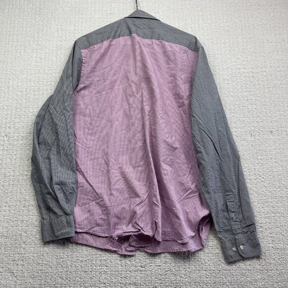 Lacoste Shirt Mens 44 Gingham Color Block Check Pink Button Down Long Sleeve - Picture 11 of 15